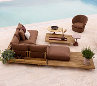 Sticks platform large corner sofa teak lifestyle image with Coast lounge chair by Cane-line