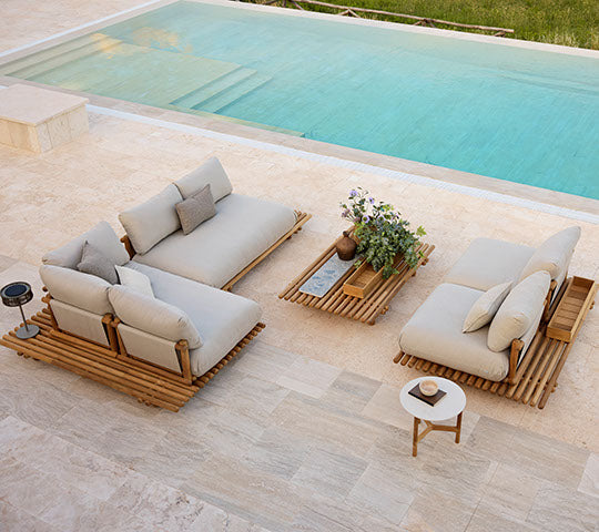 Sticks platform teak with Natté cushions lifestyle image by Cane-line