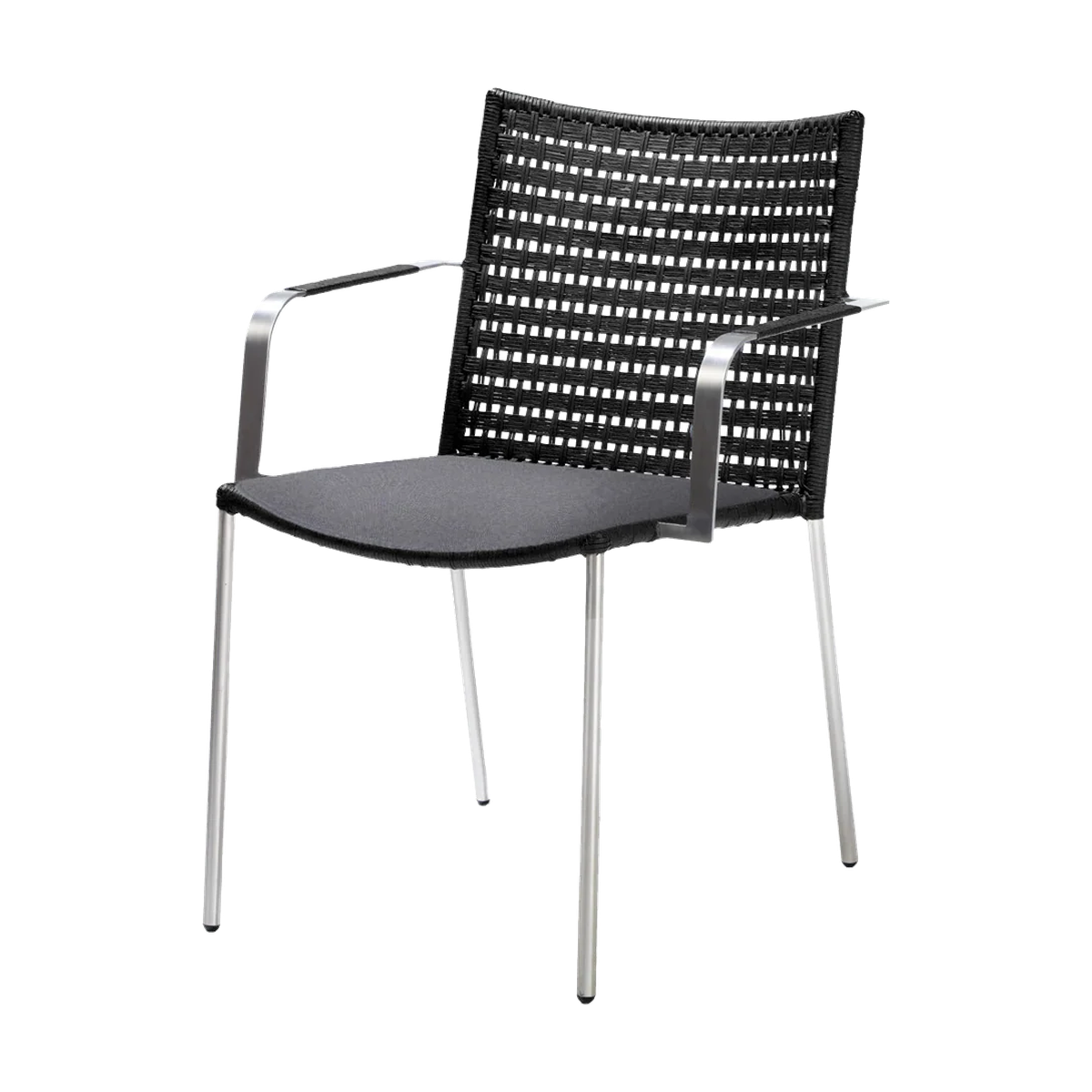 Straw dining chair with armrest by Cane-line, designed by Foersom & Hiort-Lorenzen MDD