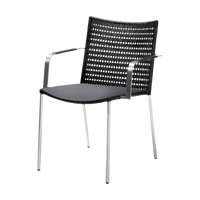 Straw dining chair with armrest by Cane-line, designed by Foersom & Hiort-Lorenzen MDD