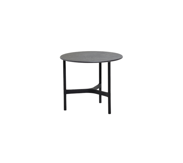 Twist Coffee Table Small in lava grey aluminum with fossil black ceramic top