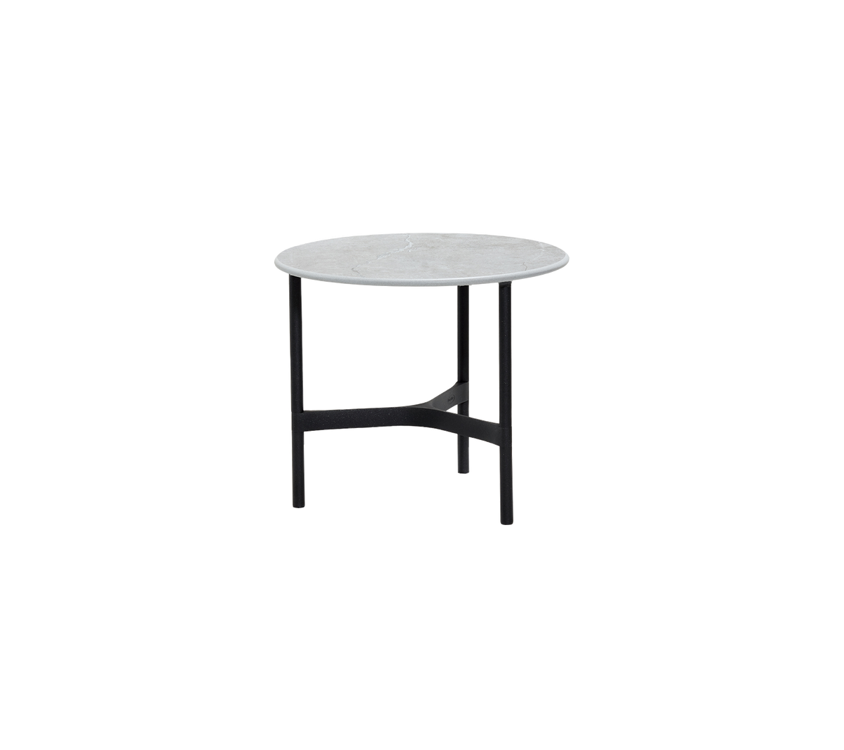 Twist Coffee Table Small with lava grey aluminum base and fossil grey ceramic top