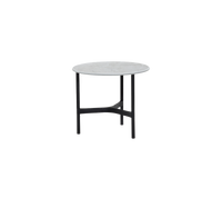 Twist Coffee Table Small with lava grey aluminum base and fossil grey ceramic top