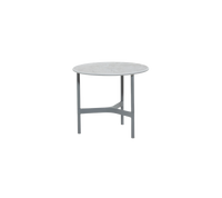 Twist Coffee Table Small with light grey aluminum base and fossil grey ceramic top