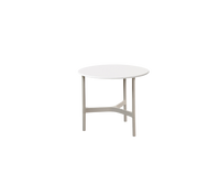 Twist Coffee Table Small with sand aluminum base and fossil black ceramic top
