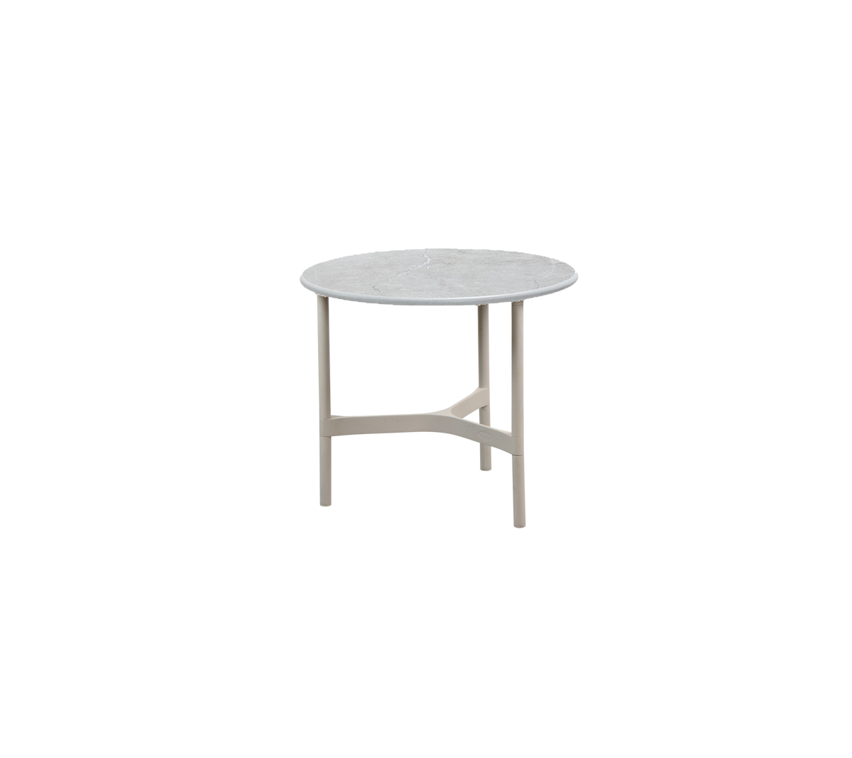 Twist Coffee Table Small with sand aluminum base and fossil grey ceramic top