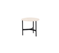 Twist Coffee Table Small with lava grey aluminum base and travertine look ceramic top