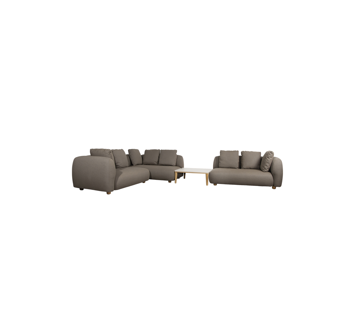 Capture corner sofa with table and chaise taupe product image by Cane-line