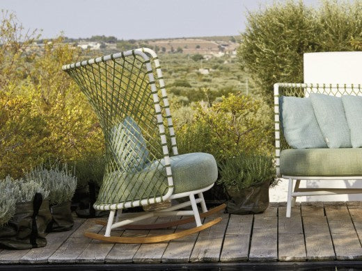 Roberti Charme Rocking Chair 4385 in white and green mix finish