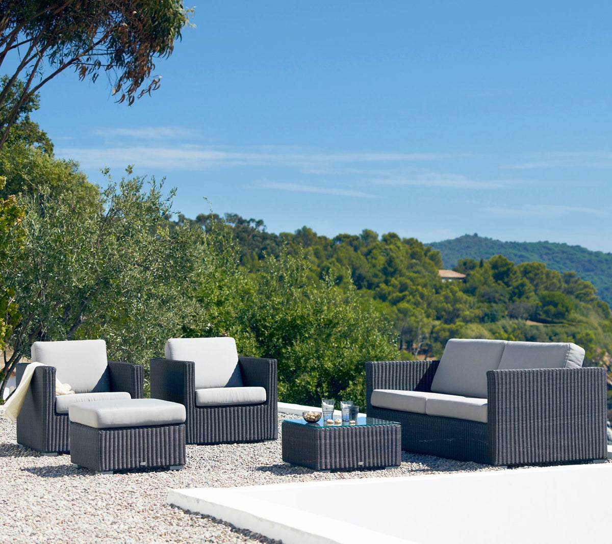 Chester footstool coffee table outdoor coffee table by Cane-line, designed by Cane-line Design