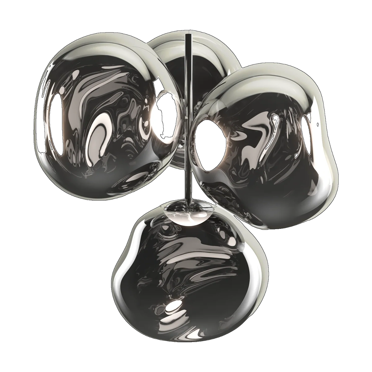 Melt Small Chandelier, Silver Polished Polycarbonate by Tom Dixon