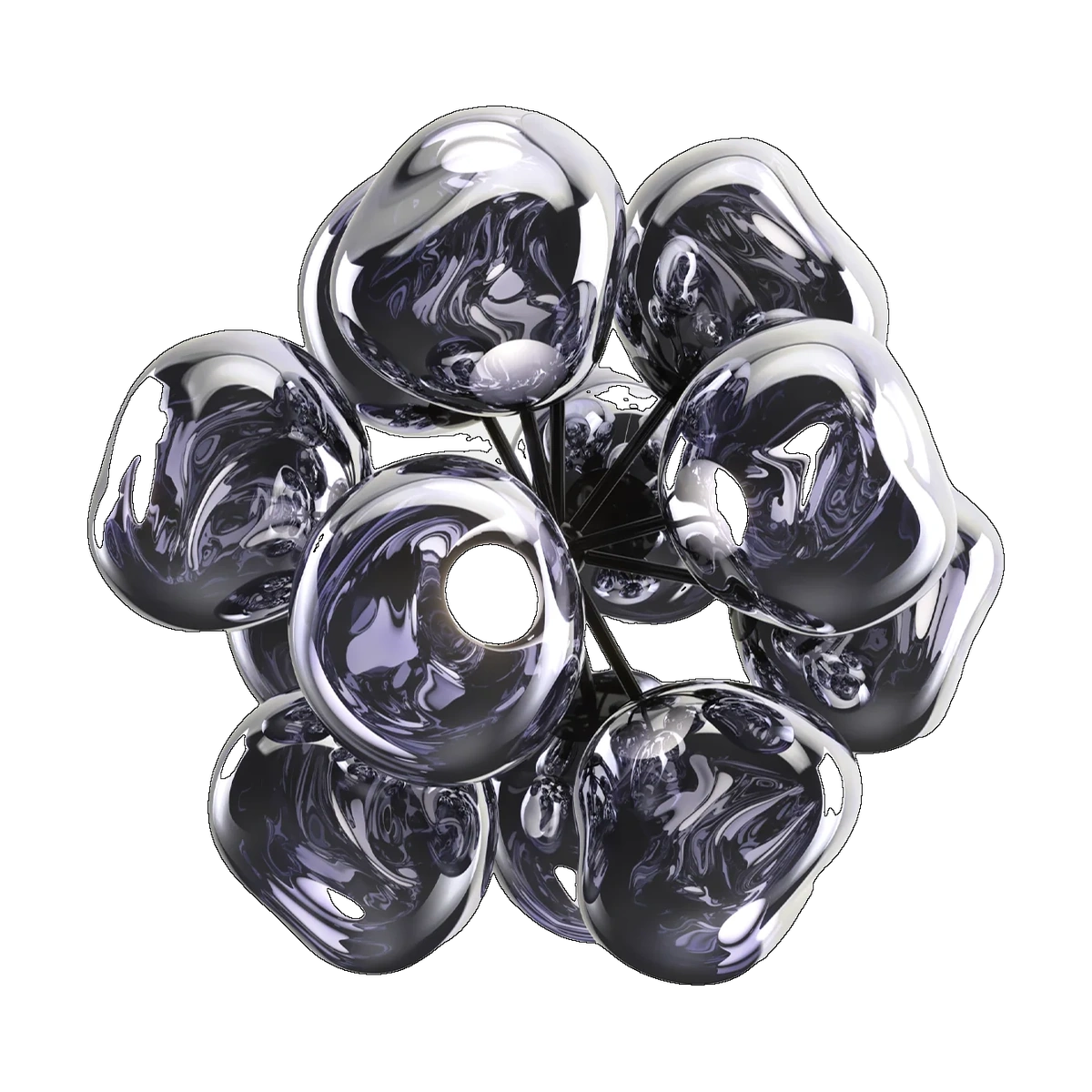 Melt Burst Chandelier, Smoke Polished Polycarbonate by Tom Dixon