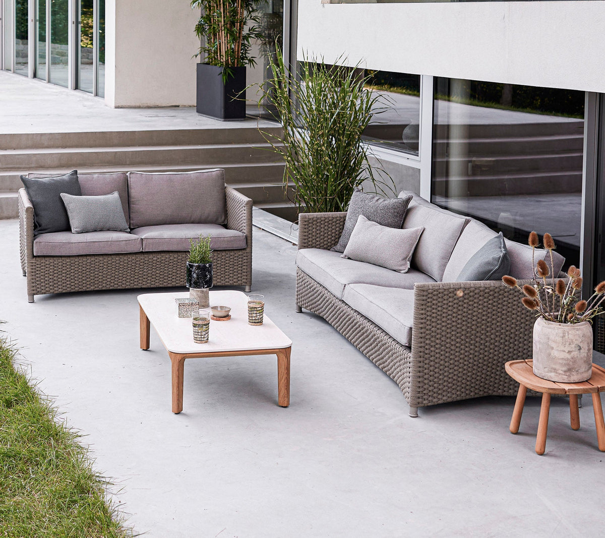 Diamond 3-seater sofa outdoor lifestyle image by Cane-line