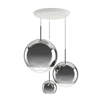 Mirror Ball Round Pendant System, Silver Mirrored Polycarbonate, 37.4-inch by Tom Dixon