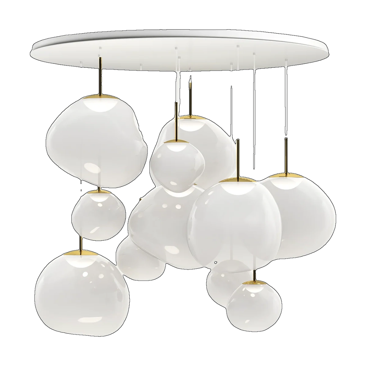 Melt Opal Mega Pendant System, Opalescent Polished Polycarbonate with Gold Hardware by Tom Dixon