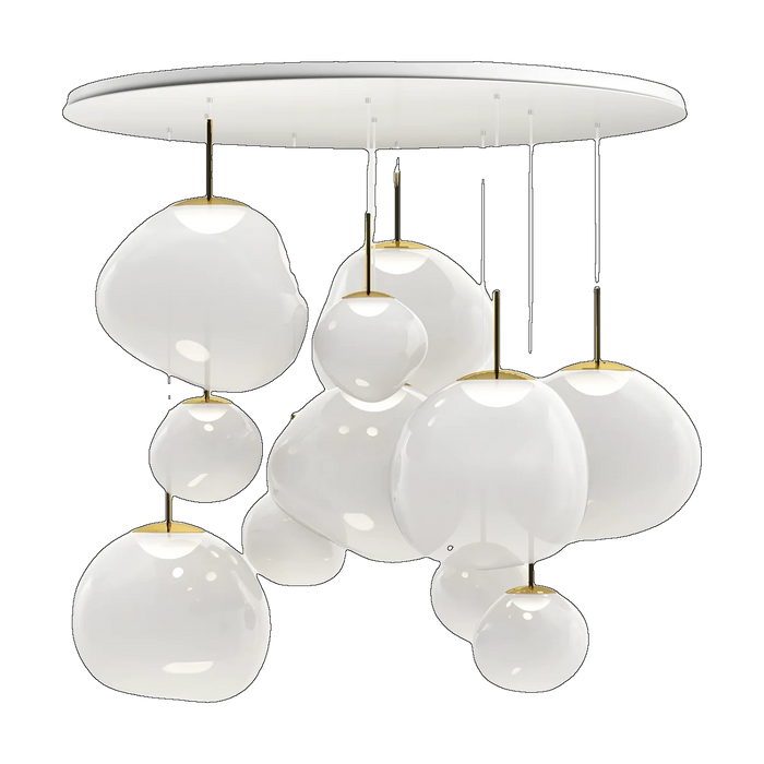 Melt Opal Mega Pendant System, Opalescent Polished Polycarbonate with Gold Hardware by Tom Dixon
