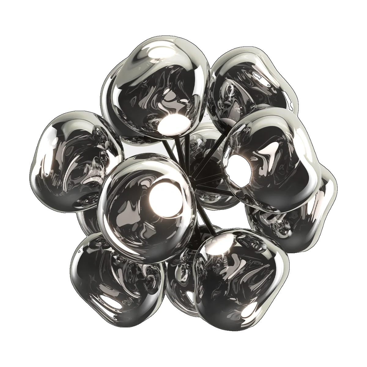 Melt Burst Chandelier, Silver Polished Polycarbonate by Tom Dixon