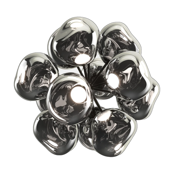Melt Burst Chandelier, Silver Polished Polycarbonate by Tom Dixon