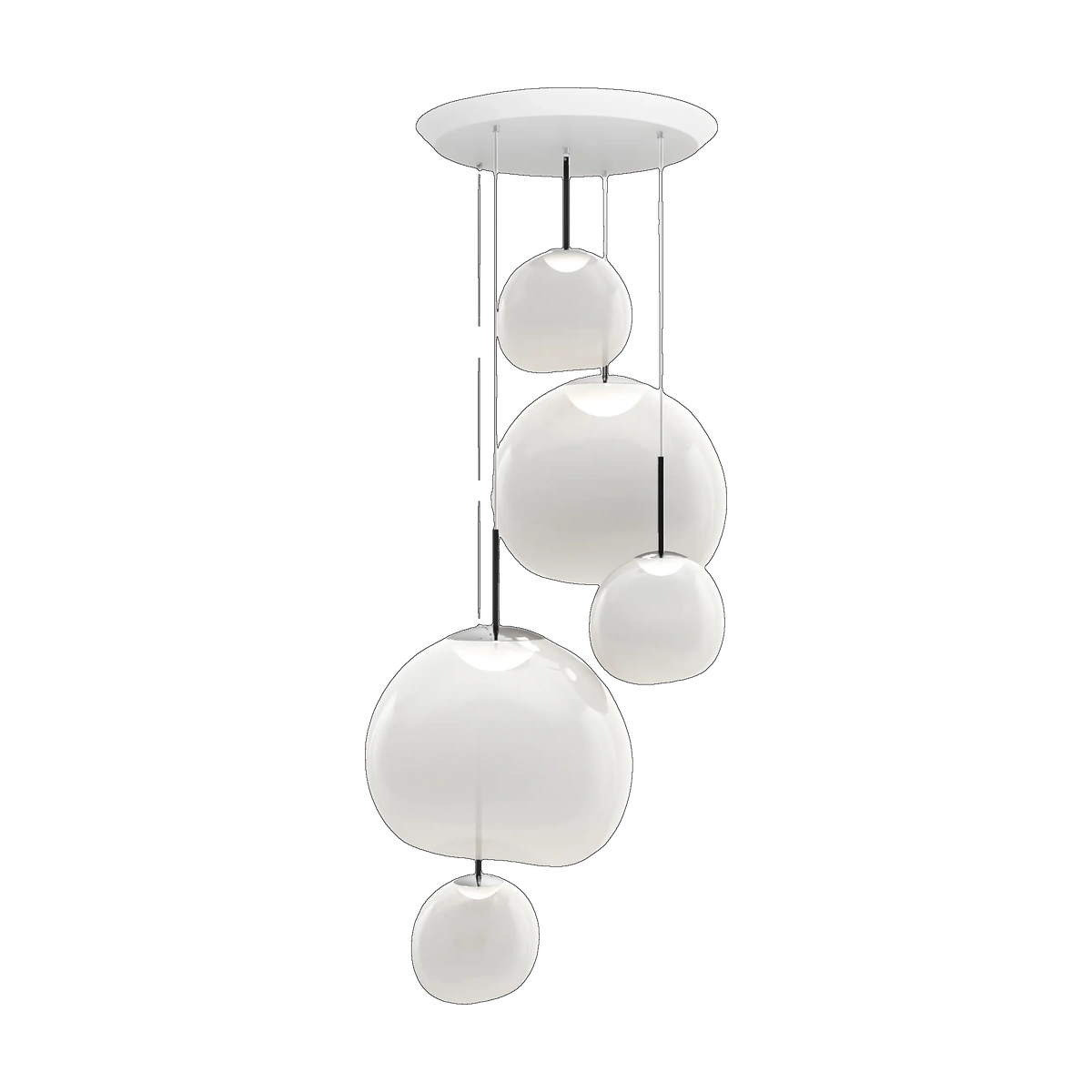 Melt Opal Large-Round Pendant System, Opalescent Polished Polycarbonate with Silver Hardware by Tom Dixon