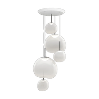 Melt Opal Large-Round Pendant System, Opalescent Polished Polycarbonate with Silver Hardware by Tom Dixon