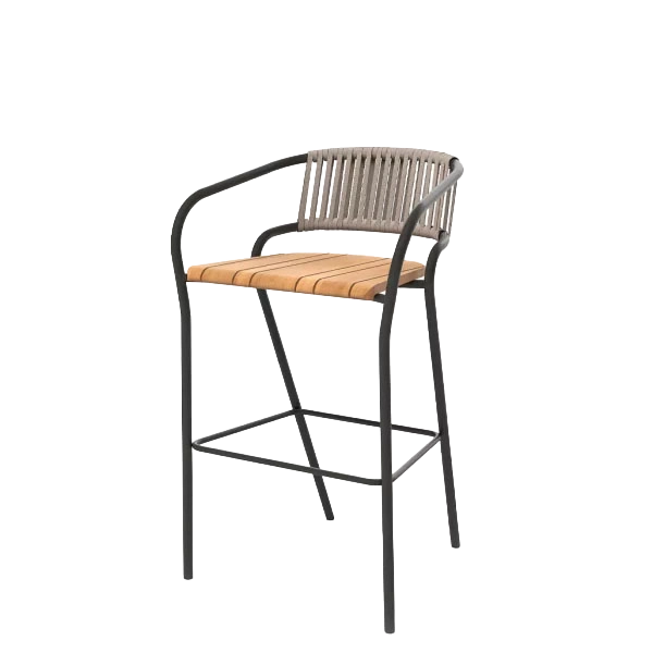 Eki Bar Stool Rope outdoor bar stool by SKLD Studio, designed by Silvia Ceñal