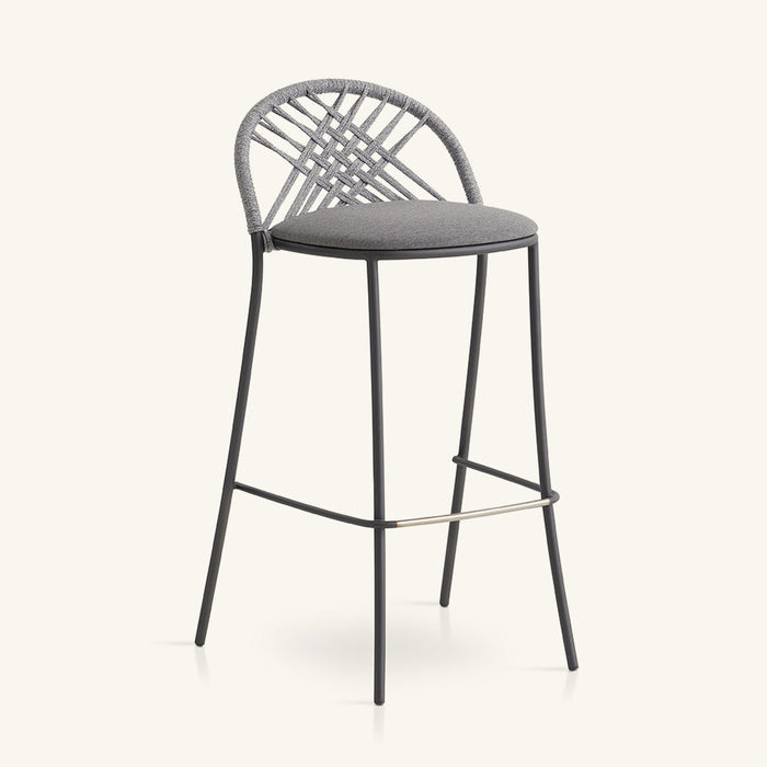 Petale Hand-Woven Bar Stool With Diamond Pattern