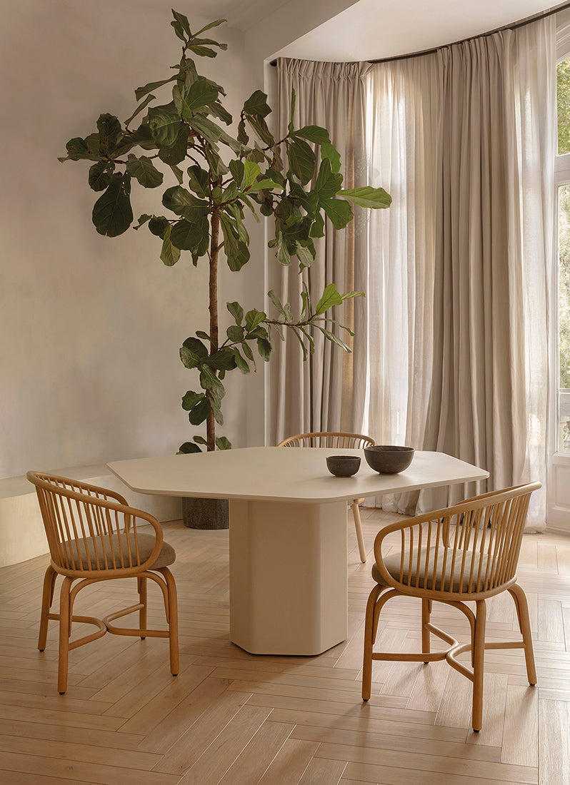 Huma Dining Armchair With Rattan Legs