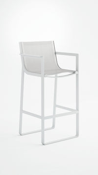 Flat Textil High stool with high backrest and arms