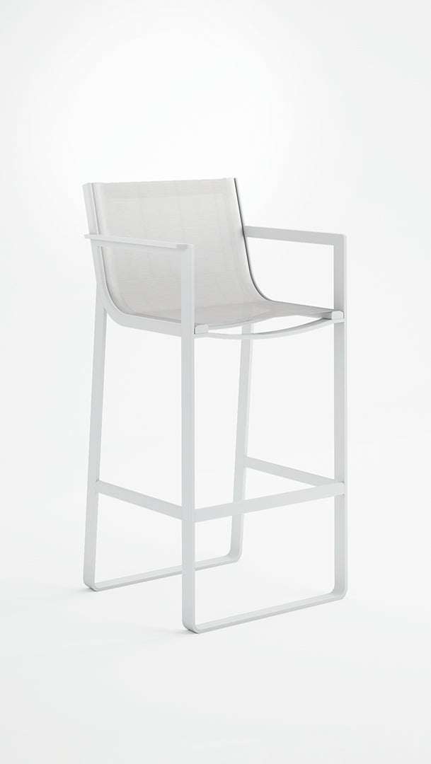 Flat Textil High stool with high backrest and arms