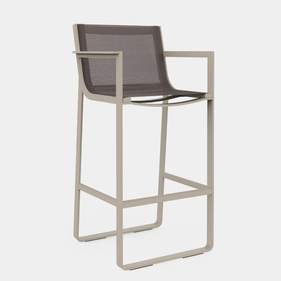 Flat Textil High stool with high backrest and arms