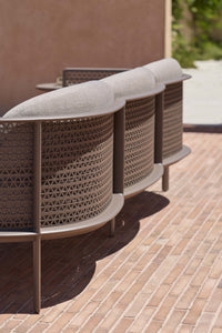 Gandia Blasco Arco 3 Seat Sofa in Bronze, rear outdoor view