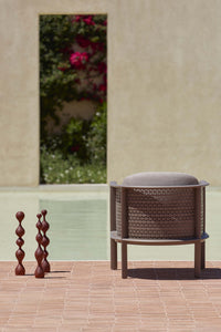 Gandia Blasco Arco Club Armchair in Bronze, outdoor side view