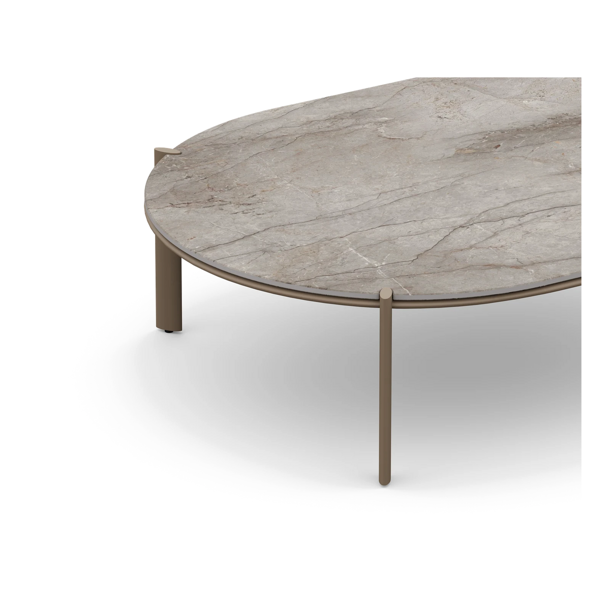 Gandia Blasco Arco Coffee Table 120 in Bronze with Akmola top, angled view