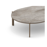 Gandia Blasco Arco Coffee Table 120 in Bronze with Akmola top, angled view