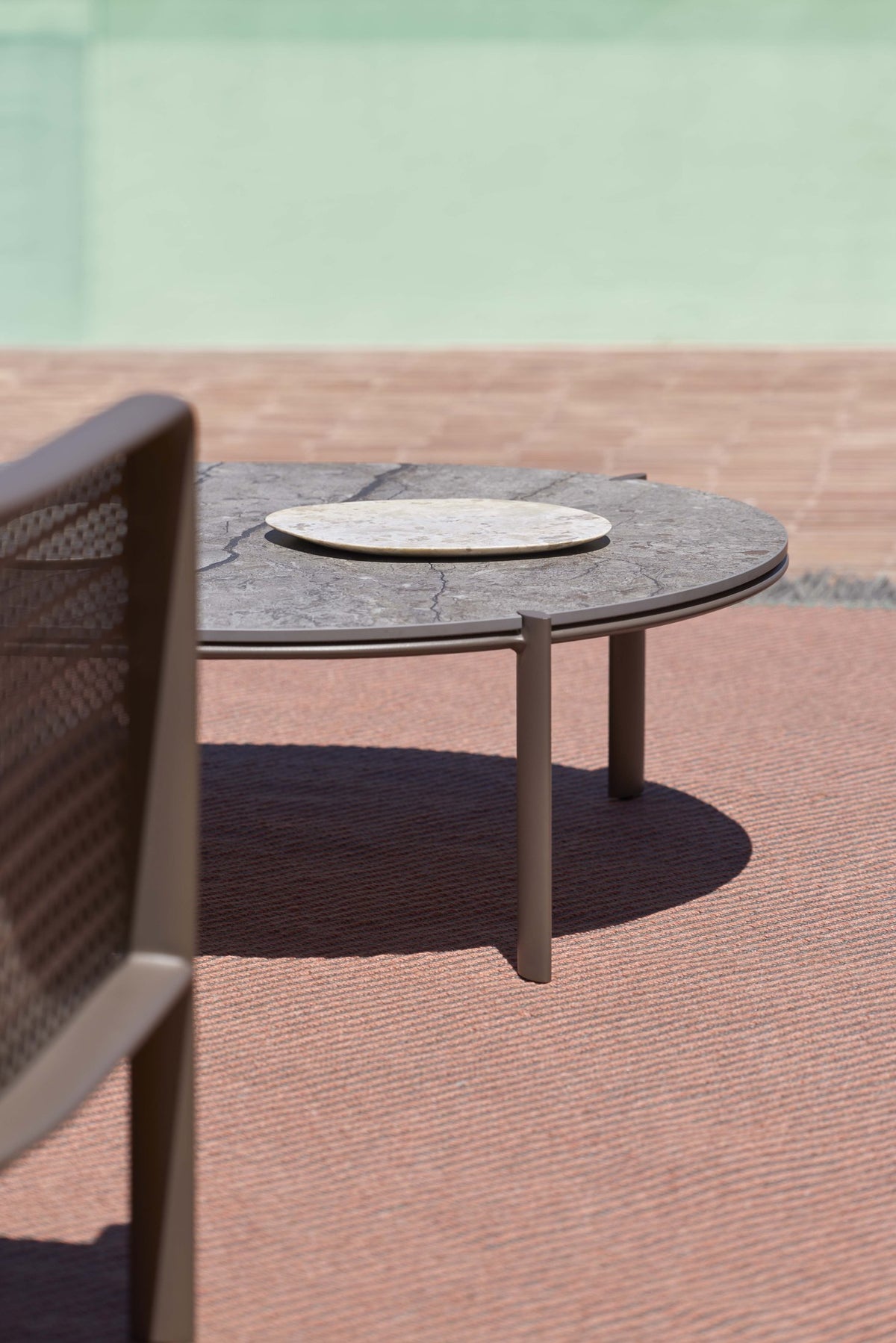 Gandia Blasco Arco Coffee Table 120 in Bronze with Akmola top outdoors