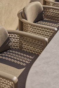 Gandia Blasco Arco Dining Armchair in Bronze, perforated backrest detail