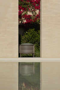 Gandia Blasco Arco Lounge Chair in Bronze with perforated aluminium backrest