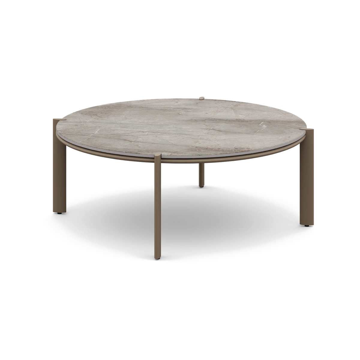Gandia Blasco Arco Round Coffee Table Ø90 in Bronze with Akmola top