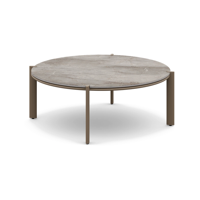 Gandia Blasco Arco Round Coffee Table Ø90 in Bronze with Akmola top
