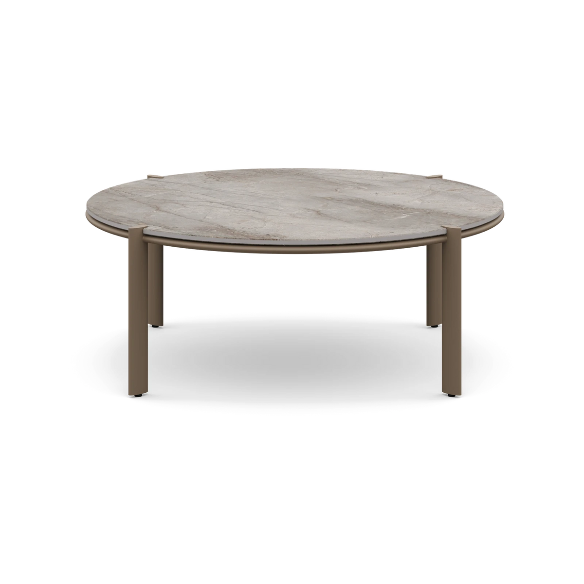 Gandia Blasco Arco Round Coffee Table Ø90 in Bronze with Akmola top, front view