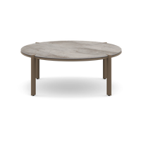 Gandia Blasco Arco Round Coffee Table Ø90 in Bronze with Akmola top, front view