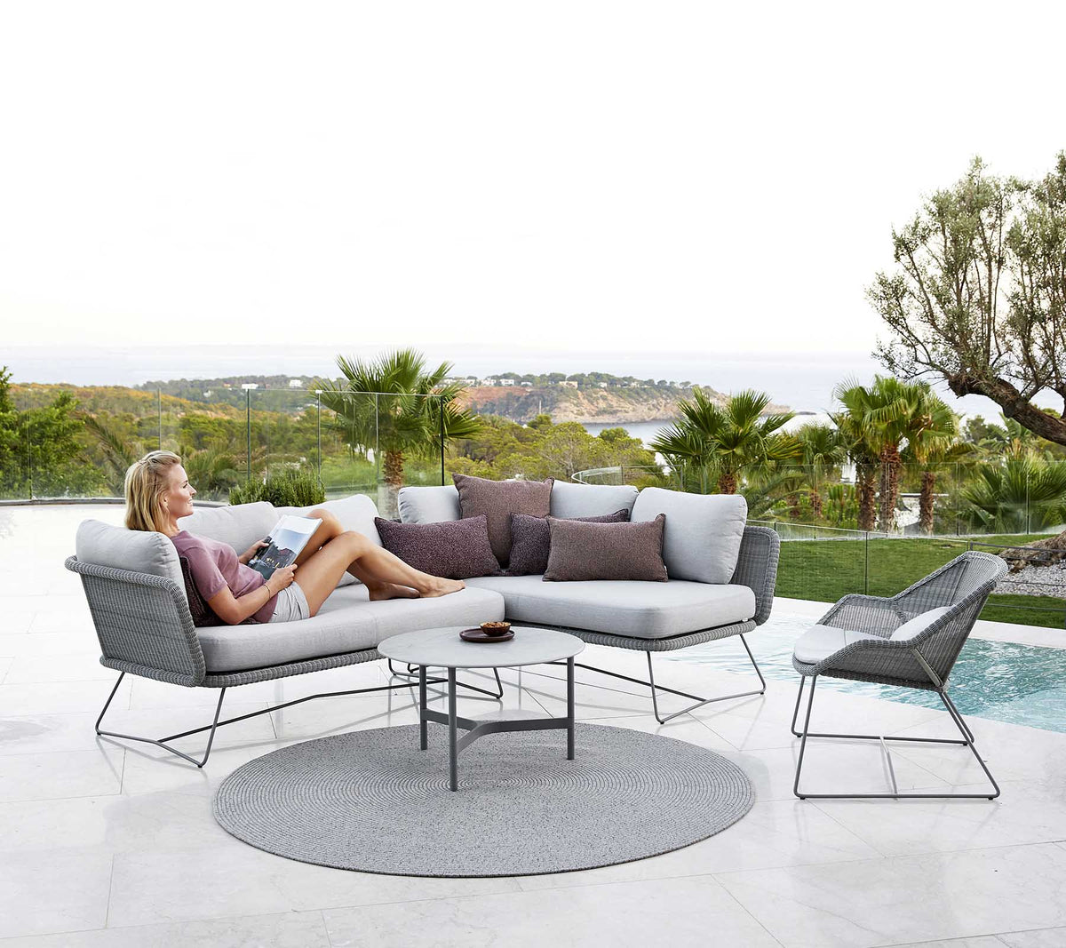 Horizon 2-seater sofa right module outdoor sectional sofa by Cane-line, designed by Cane-line Design