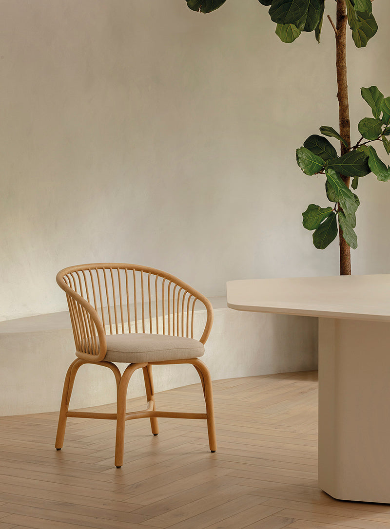 Huma Dining Armchair With Rattan Legs