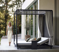 Laze cabana with roof and side curtains lifestyle image