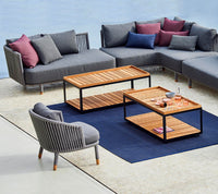Level coffee table rectangular detail lifestyle image by Cane-line