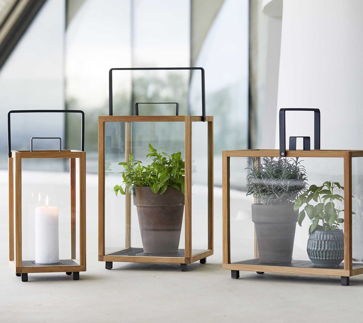 Lighthouse teak lantern series lifestyle image by Cane-line