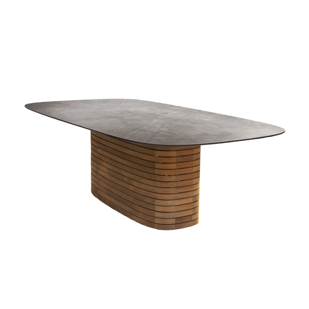 Mellow oval dining table medium taupe ceramic product image