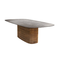 Mellow oval dining table medium taupe ceramic product image