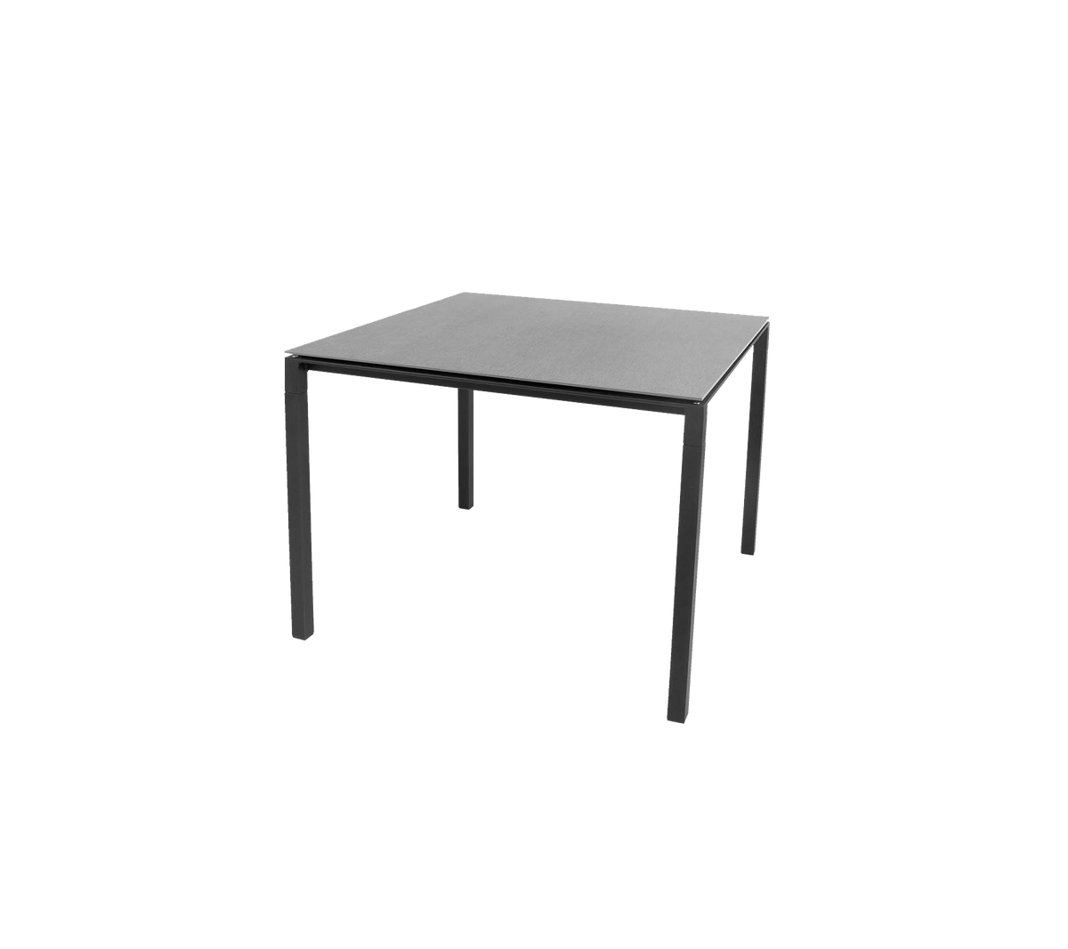 Pure dining table 100x100 cm lava grey aluminium with basalt ceramic by Cane-line