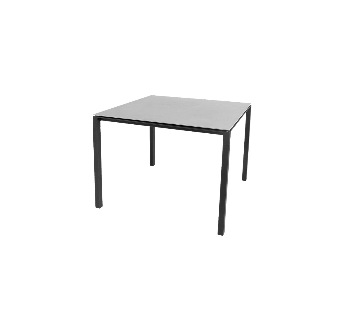 Pure dining table 100x100 cm lava grey aluminium with concrete grey ceramic by Cane-line